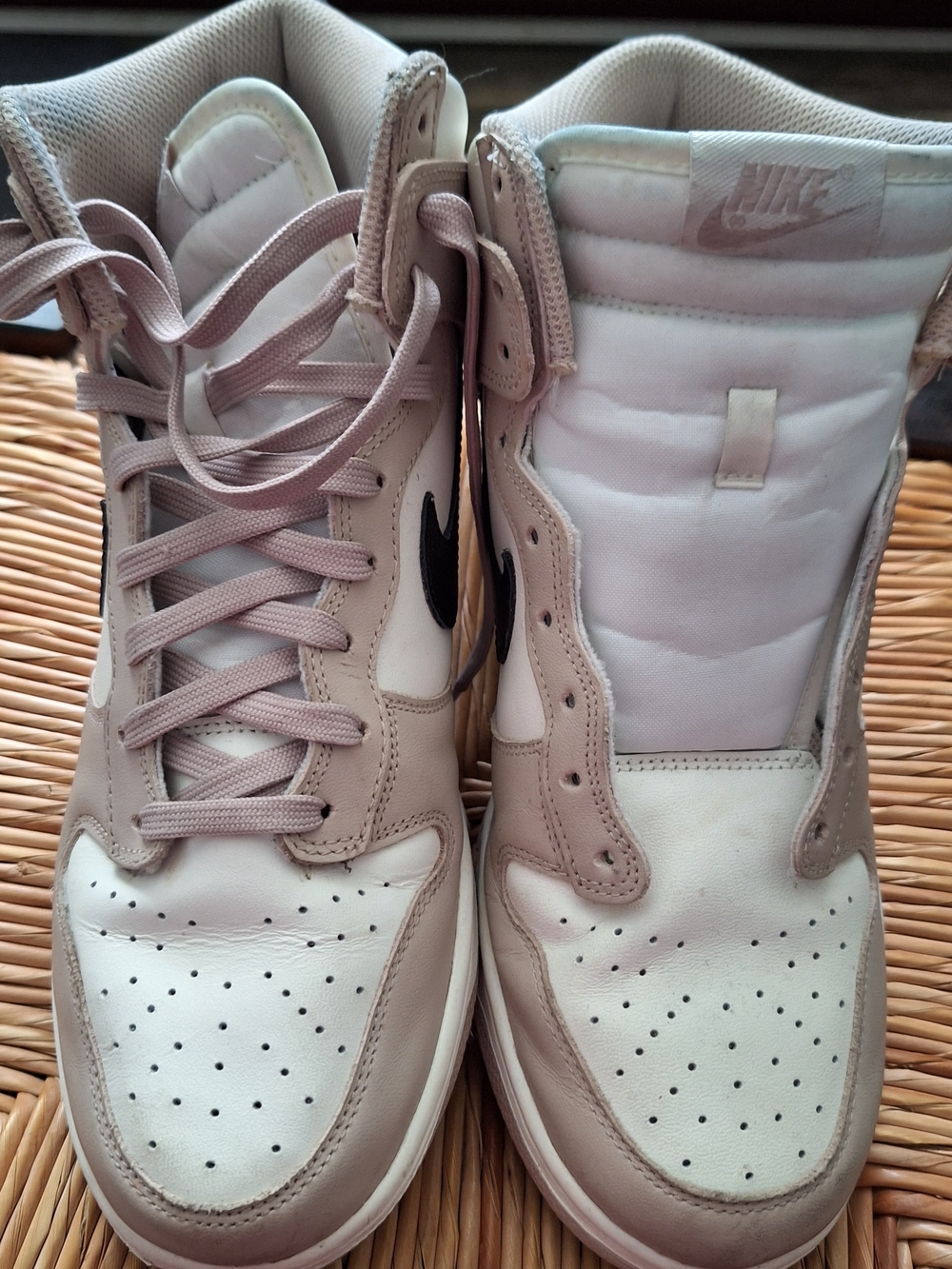 Nike Women’s High-Top Sneakers in Light Taupe and White